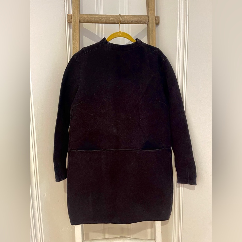 lululemon athletic mock neck sweatshirt dress in black